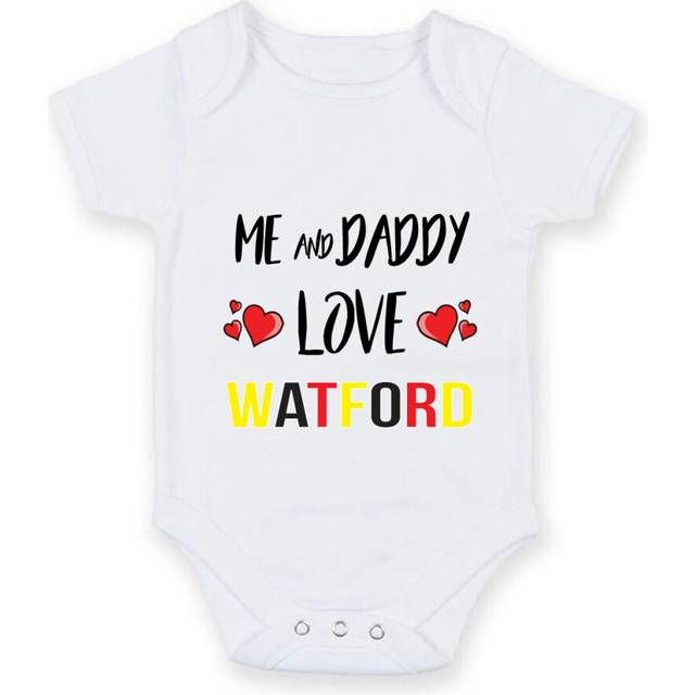 Me and Daddy Love watford - Personalised FOOTBALL TEAM Baby Boy Girl Unisex Short Sleeve Vest Bodysuit (3-6 months)