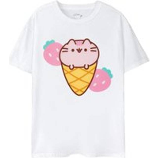 (L, White) Pusheen Womens/Ladies Ice Cream T-Shirt