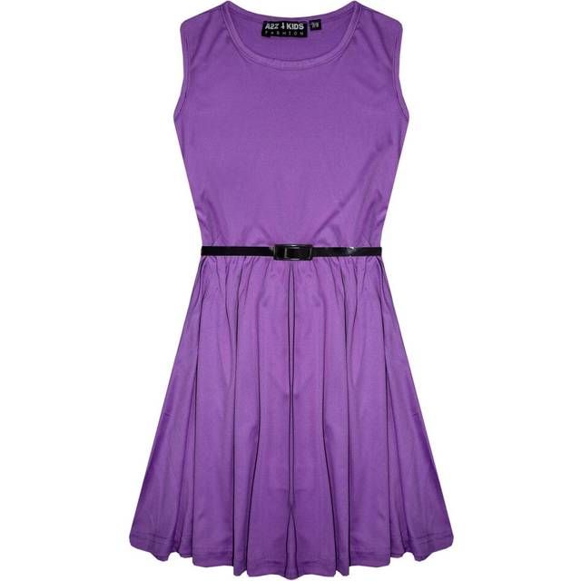 (11-12 Years, Lilac) Girls Skater Dress Kids Party Dresses With Belt