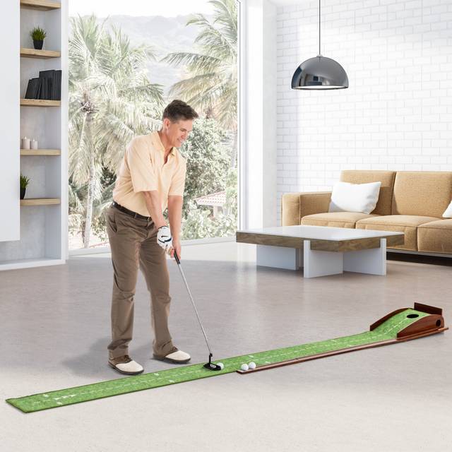 Golf Putting Mat Practice Training Aid with Auto Ball Return & Hole