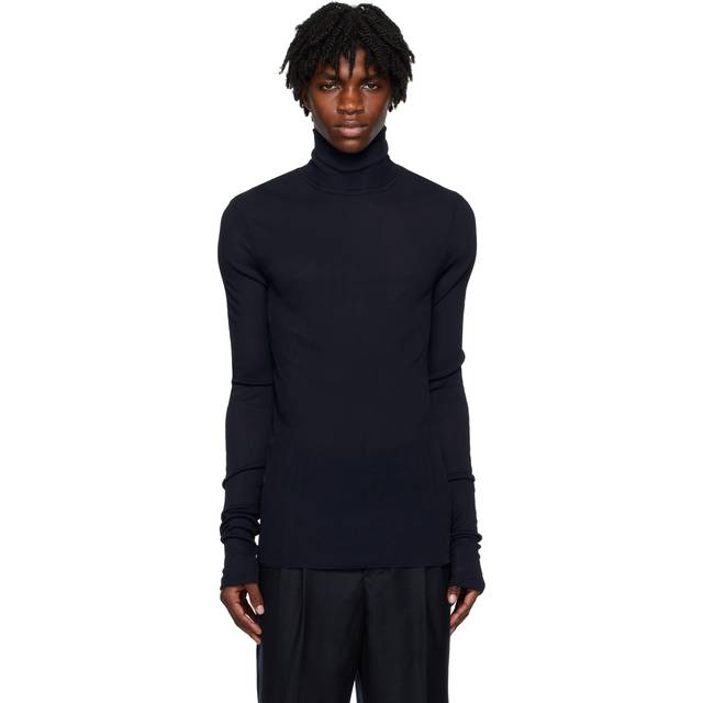 AMI Paris Navy Ribbed Turtleneck - NIGHT BLUE.430 - XL