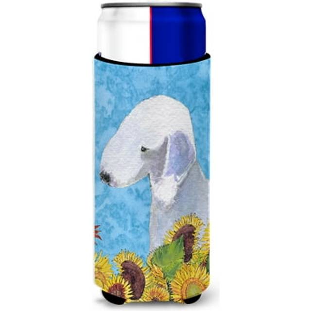 Caroline's Treasures SS4116MUK Bedlington Terrier in Summer Flowers Ultra Hugger for slim cans Can Cooler Sleeve Hugger Machine Washable Drink Sleeve