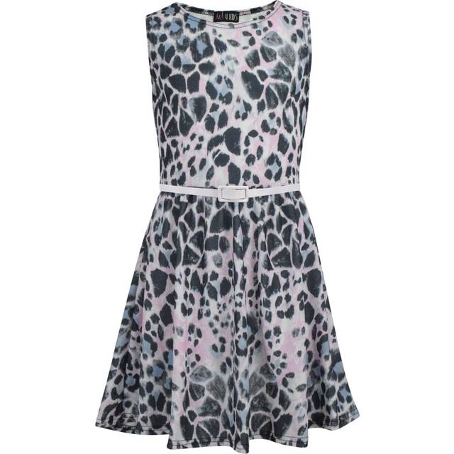 (5-6 Years) Girls Skater Sleeveless Leopard Print Party Dresses
