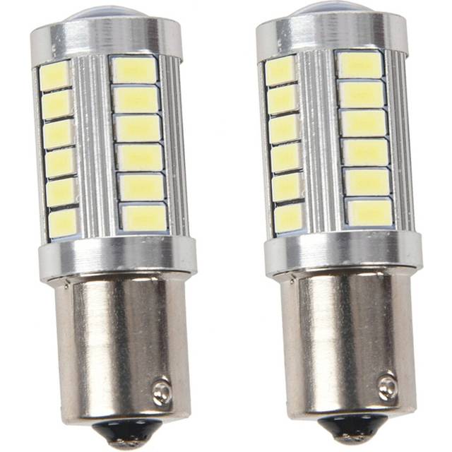2X BA15S 12V White LED Sidelight Indicator Car Light Bulb 1156 P21W Silver 33-LED
