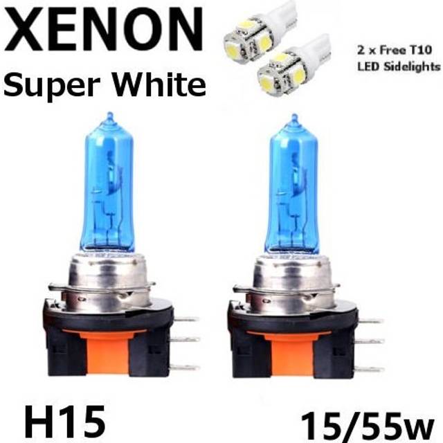 2x h15 15/100w drl main beam headlight super white bulbs xenon