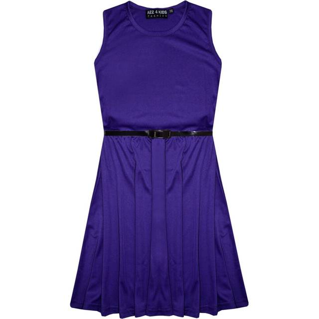 (11-12 Years, Purple) Girls Skater Dress Kids Party Dresses With Belt