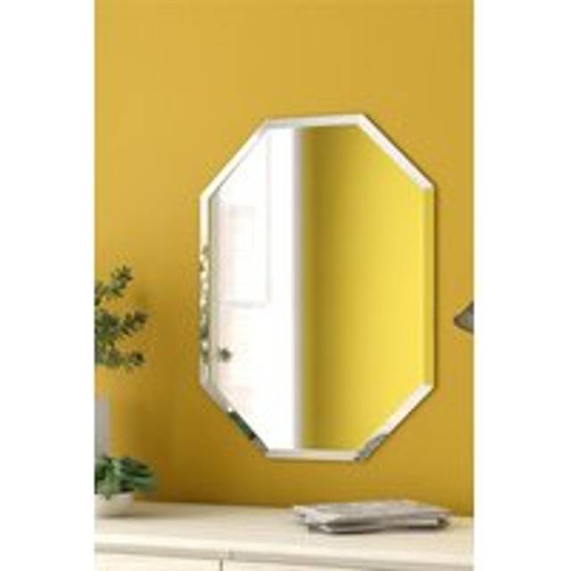 40cm W x 60cm H Modern Frameless Octagon Wall Mirror - Grey - One Size