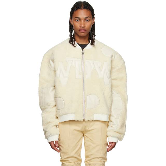 Who Decides War Off-White 'WDW' Digi Shearling Bomber Jacket - IVORY - L