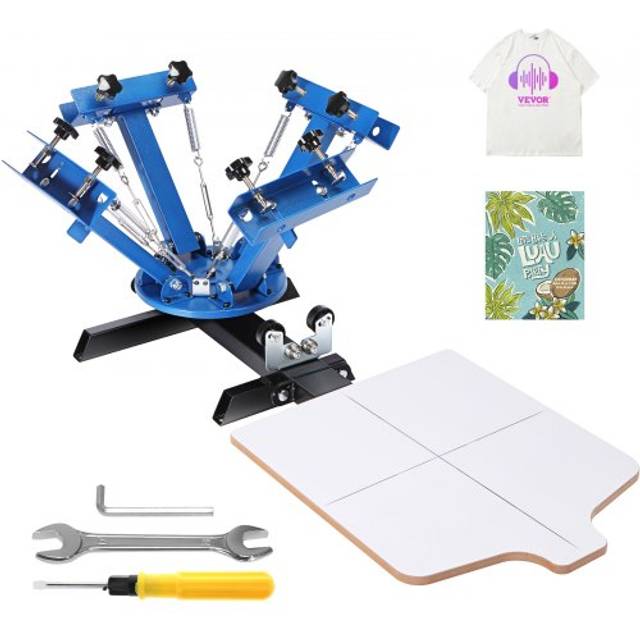 Mophorn - Screen Printing Machine, 4 Color 1 Station, 360° Rotatable Silk Screen Printing Press, 21.2x17.7in Double-Layer Positioning Pallet for