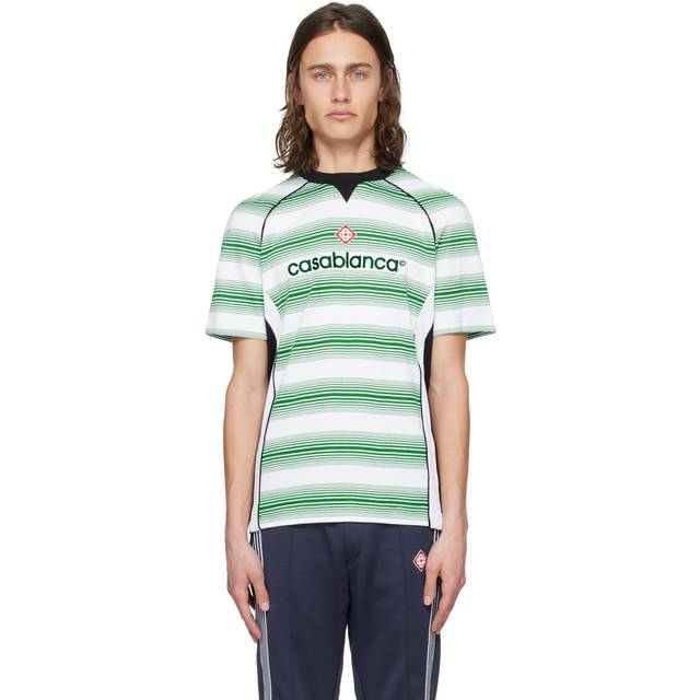 Casablanca White & Green Stripe T-Shirt - GRADIENT STRIPE - XXXL