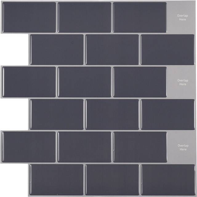 (Black) 3D Epoxy Vinyl Wall Sticker Waterproof Removable Decal Backsplash Home Decoration