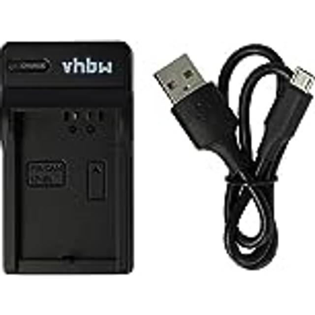 vhbw laddare kompatibel med Canon EOS 1000D, 450D, 500D, Kiss X3, Kiss F, Kiss X2 kamera videokamera / batteri – laddningsdocka, laddningsdisplay, 8,4 V