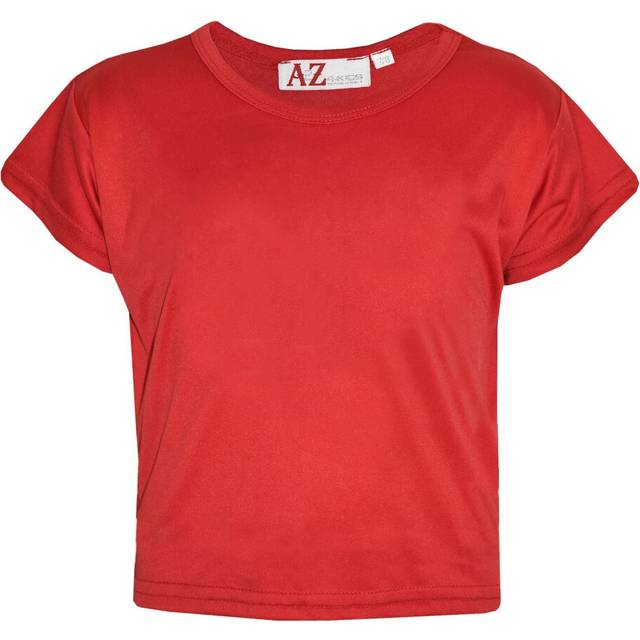 (11-12 Years, Red) Girls Plain Color Stylish Fahsion T Shirt Crop Top