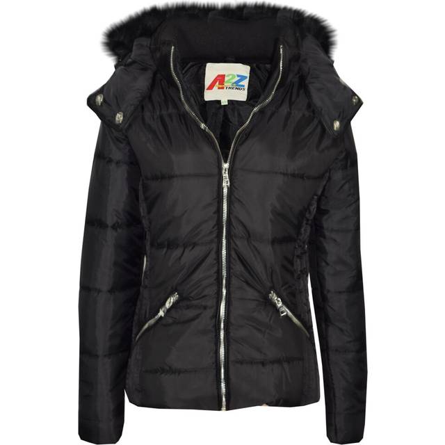 (9-10 Years, 414 Black) Kids Girls Hooded Parka Jacket Faux Fur Warm Coat