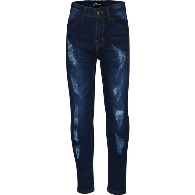 Boys stretchy jeans kids ripped dark blue denim skinny pants trousers 5-13 years