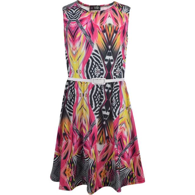 Kids girls skater dress sleeveless pink party fashion summer dresses age 5-13