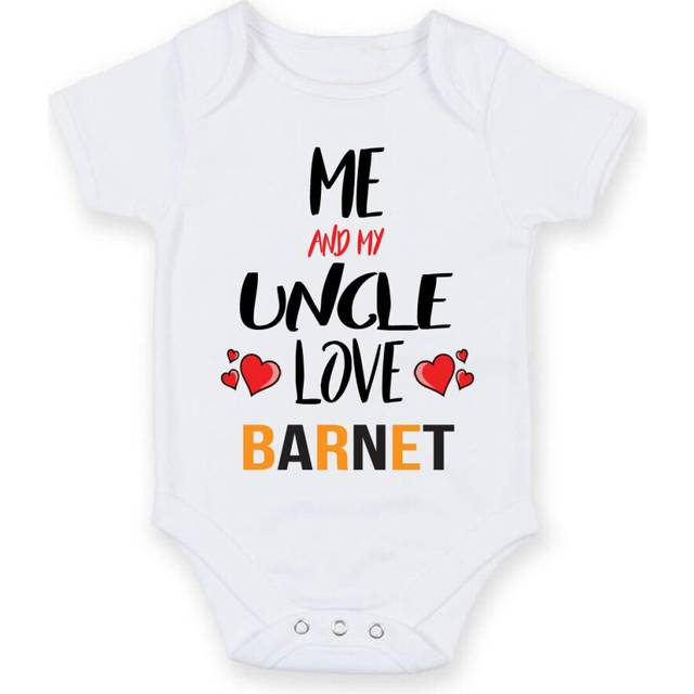 Me and My Uncle Love BARNET - Personalised FOOTBALL TEAM Baby Boy Girl Unisex Short Sleeve Vest Bodysuit (3-6 months)