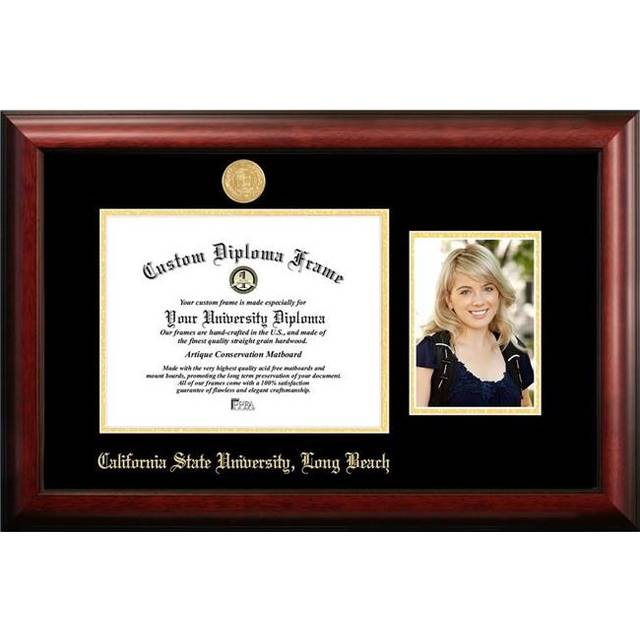 Campus Images CA923PGED-1185 11 x 8.5 in. Cal State Long Beach Gold Embossed Diploma Frame with 5 x 7 in. Portrait - Satin Mahogany