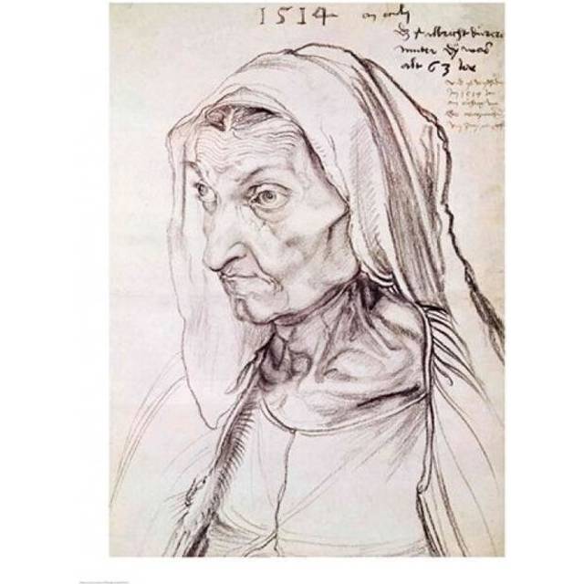 Portrait of The Artists Mother 1514 Poster Print by Albrecht Durer - 24 x 36 in. - Large