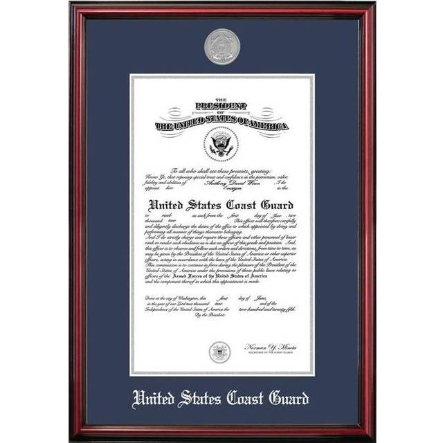 Campus Images CGCPT0028x10 8 x 10 in. Patriot Frames Coast Guard Certificate Petite Cherry Frame with Silver Medallion