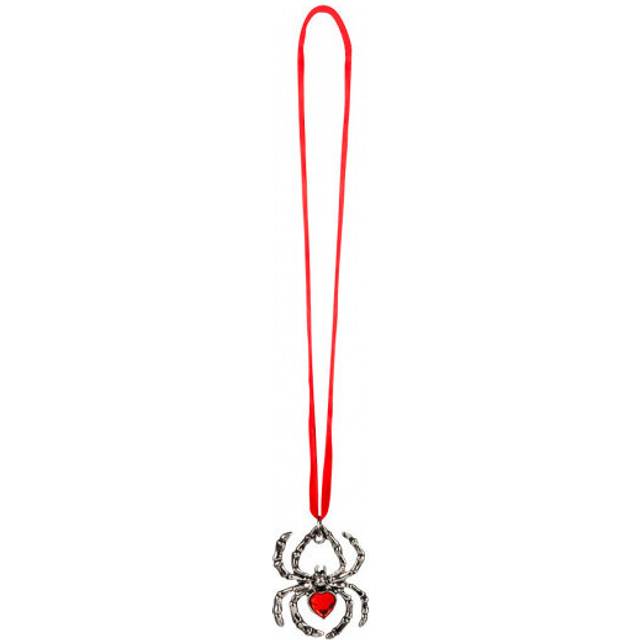 necklace Ruby Spider ladies 15 cm aluminium red/silver