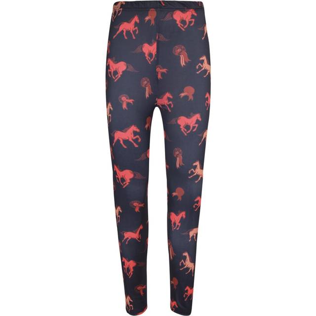 (11-12 Years, Black) Kids Girls Legging Horses Print Fashion Bottoms