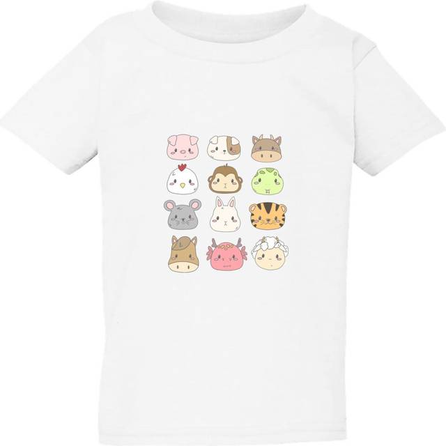 (2XL / 6T / 5-6 YO) Chinese Zodiac Horoscope 12 Animal Cute White Boys Girls T Shirt Tee Top Kids