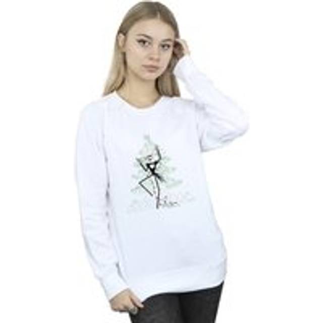 (L, White) Disney Womens/Ladies The Nightmare Before Christmas Tree Green Sweatshirt