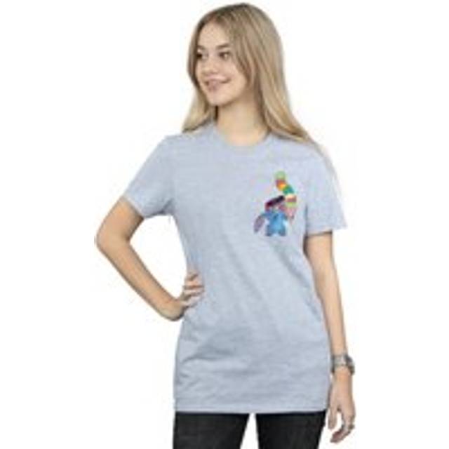 Lilo And Stitch Ice Cream Cotton Boyfriend T-Shirt - Grey