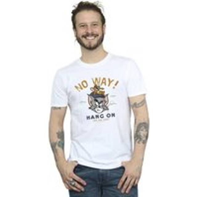 Tom And Jerry Mens Hang On Golf T-Shirt L vit