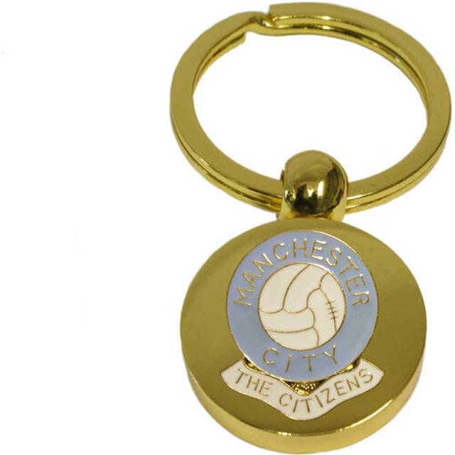 Manchester City football club gold disc keyring