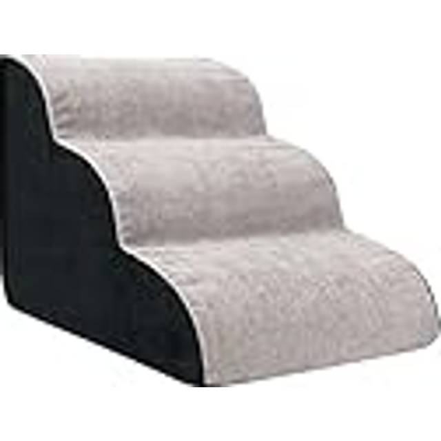 Moageme Hundtrappor för bäddsoffa, 3 steg hög densitet svamp lutning hund trappa hundar ramp med tvättbar flanellskydd, halkfri husdjurstrappa för hundar katter 40 x 55 x 35 cm