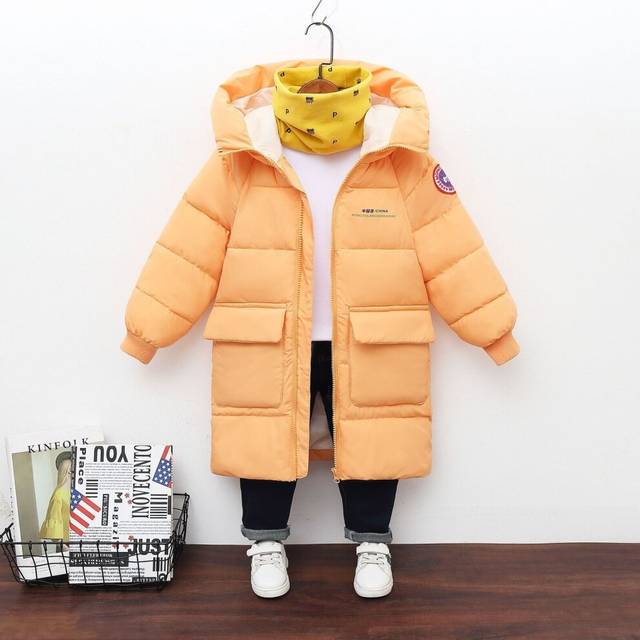 (  Yellow,   120cm?4-5years?) Kids Boys Girls Padded Coat Parka Hooded Warm Jacket Winter Overcoat