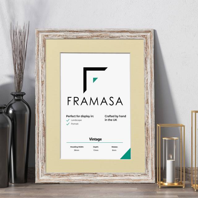 (Walnut Frame Ivory Mount, 50x70CM Pic (60x80CM Frame)) Vintage Distressed Walnut Photo Frames Shabby Wood Effect Picture Frames With Multicolored Mou