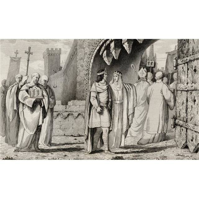 Chilperic I 539 to 584 In A Religious Procession From Histoire De France by Colart Published Circa 1840 Poster Print, 38 x 22