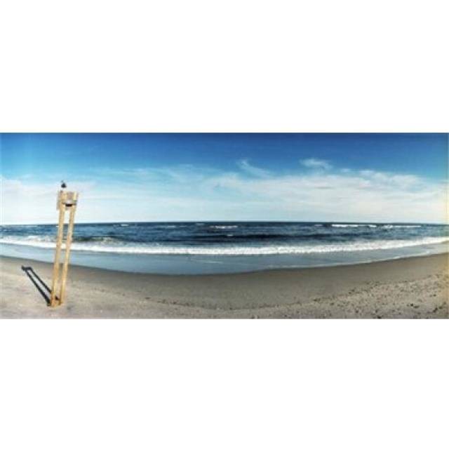 Seagull standing on a wooden post at Fort Tilden Beach  Queens  New York City  New York State  USA Poster Print by  - 36 x 12