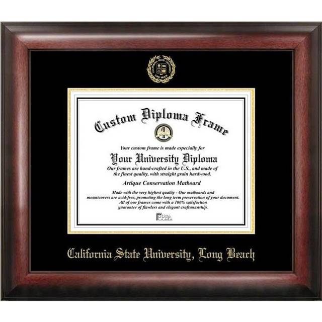 Campus Images CA923GED-1185 11 x 8.5 in. Cal State Long Beach Gold Embossed Diploma Frame - Satin Mahogany