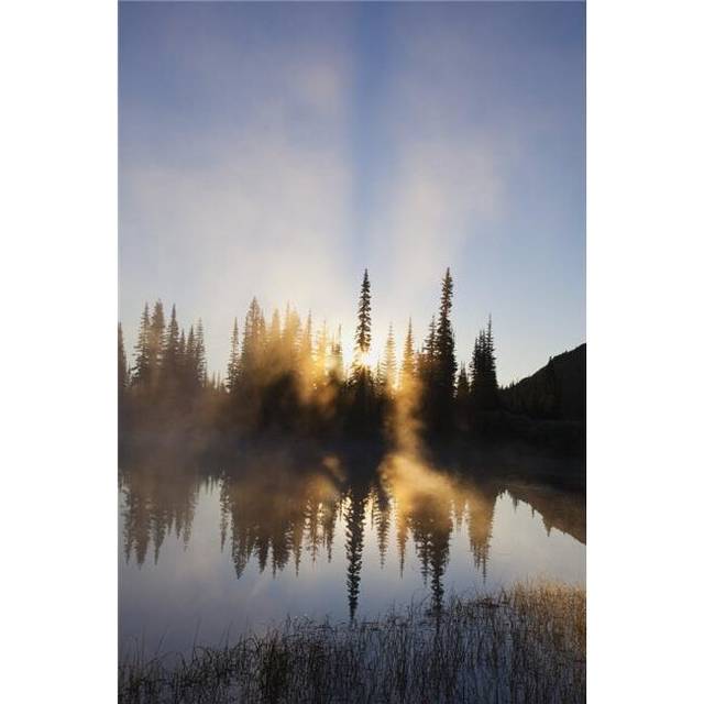 Sunrise Reflected In Reflection Lake In Mt. Rainier National Park - Washington, United States of America Poster Print, 24 x 38 - Large