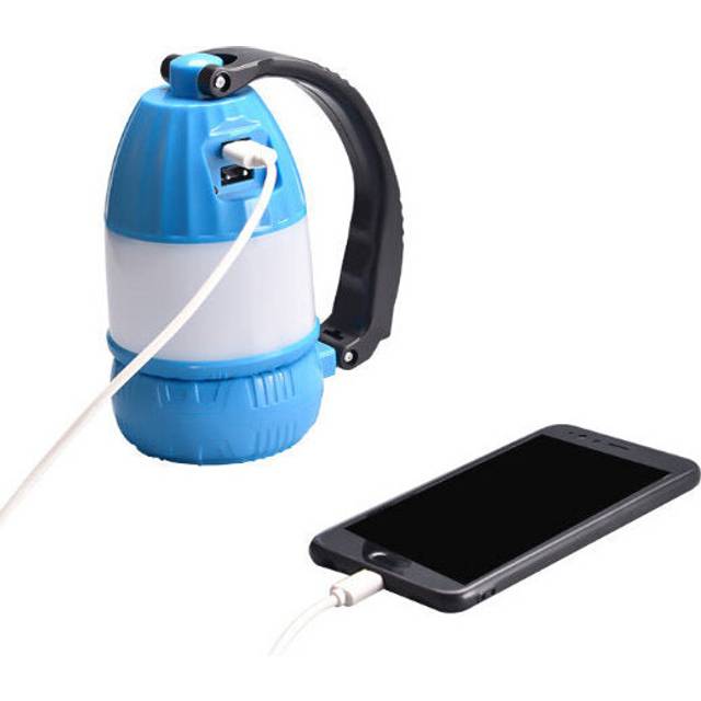 (Blue, US Plug) 2 In 1 5W COB LED USB Solar Hand Light Table Lamp Waterproof Emergency Lantern Outdoor Camping