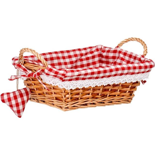Multi-purpose Willow Basket, Small Rectangle, Red Gingham Lid