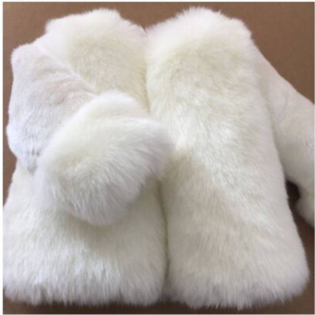 (White, 7-8 Years) Kids girls Fox fur Coat jacket Winter Outwear UK