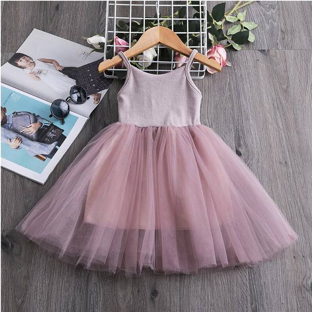 (3T) Summer Girls Sequined Princess Dress Kids Sleeveless Tulle Clothes Children Birthday Party