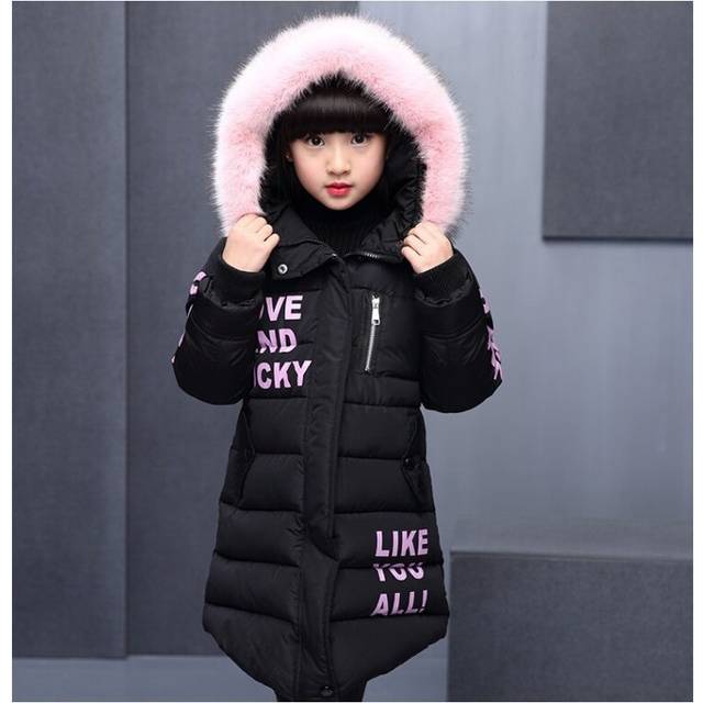 (Black, 7-8 Years) Kids girls Long Coat Padded Winter Hooded Jackets