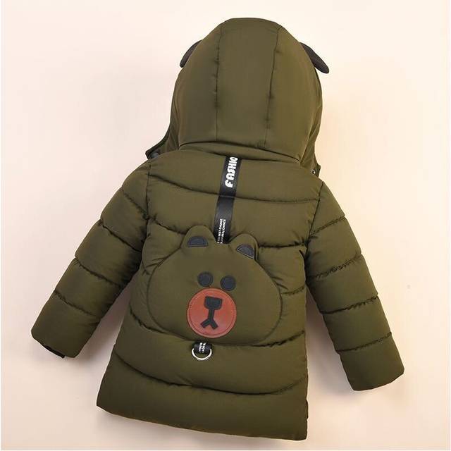(Green, 4-5 Years) Kids Boys thick Bear Coat jackets Hooded Winter