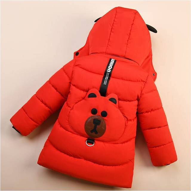 (Red, 1-2 Years) Kids Boys thick Bear Coat jackets Hooded Winter