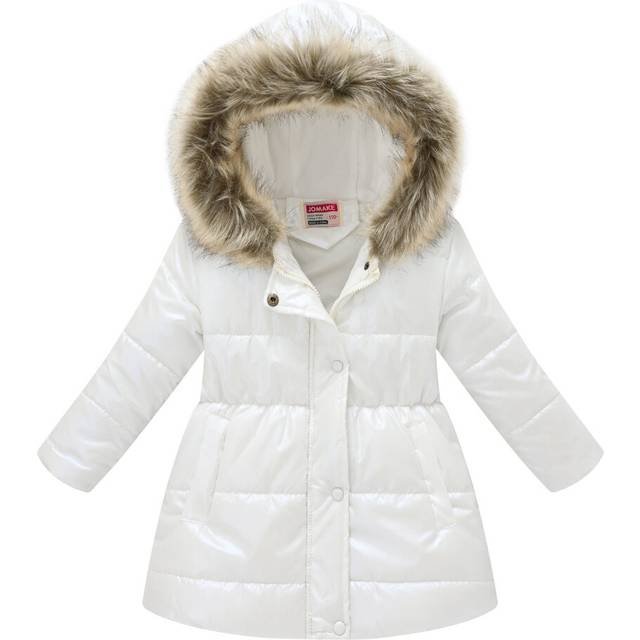 (White, 4-5 Years) Girls Kids Parka Winter Fur Coats Hooded Jacket UK