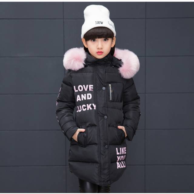 (  Black,   4-5 Years ?110?) Girls Thick Coat Kids Hooded Padded Thick Parka Long Fur Warm Jacket Winter