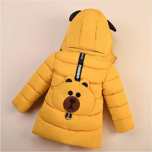 (Yellow, 3-4 Years) Kids Boys thick Bear Coat jackets Hooded Winter
