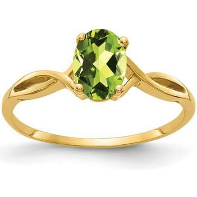 14K Yellow Gold Polished 7 x 5 mm Oval Gemstone Ring Mounting - Size 6