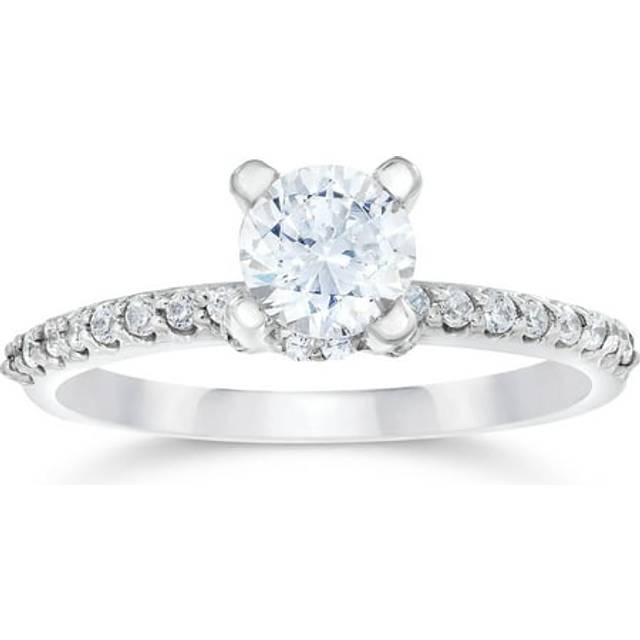 1ct Diamond Halo Engagement Ring 14k White Gold
